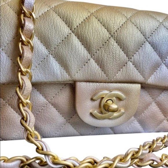 FULL SET - CHANEL Classic Flap Rectangle Mini Ombre Beige / Golden (22C) - Picture 4 of 15